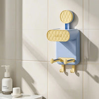 Bathroom Shelf with Hooks Detachable Wall Organizer Multifunctional for Washroom