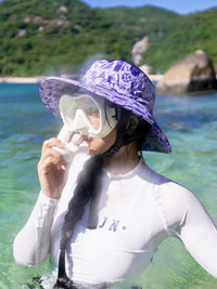 NuJune沙滩浮潜帽防紫外线网眼潜水帽冲浪游泳帽钓鱼渔夫帽赶海帽