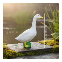 White Goose Statue Realistic Design Resin Duck Figurine for Patio
