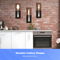 3 Pieces Tableware Plaque Rustic Farmhouse Style Home Decoration Cutlery Pattern Gift Idea for Cafe Owners, Living Room, Hallway
