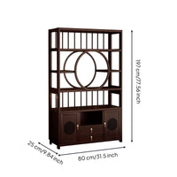 Wooden Cabinet with Shelves Floor-Standing Display Shelf Dark Brown Bookcase with Cabinets for Collectors