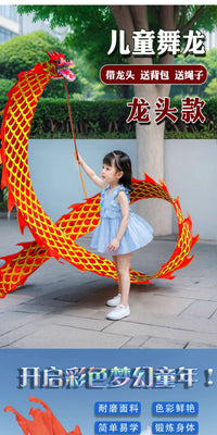 舞龙彩带健身新款儿童手甩龙飘带广场舞甩甩龙中国龙龙头表演道具