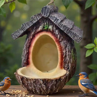 Tree Log Bird Feeder Weather Resistant Resin Wild Bird Feeder Weatherproof
