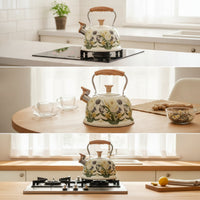 3L whistling Kettle with Wood-Grain Handle Stainless Steel Tea Kettle with Whistle Firm Hold for Stove, Kitchen