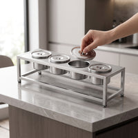 Condiment Station Featuring Cup Compartments Holders Countertop Stainless Steel Condiment Organizer Easy to Clean Sauce Holder for Buffets