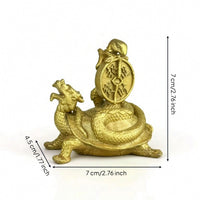 Mythical Beast Figurine with Disc Chinese Ornament with Base Compact