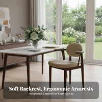 Upholstered Wood-Frame Chair With Armrests Upholstered Backrest Chair Ergonomic Design Minimalist design look for homeowners