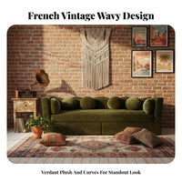 Wavy rear Three-Seater French and elegance Sofa Vintage Design Couch for Interior Designers, Homeowners, Living Room, Lounge Area, Hotel Lobby