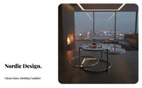 2-Tier rotating Coffee Table Minimalist aesthetic Household Furniture Glass Top Round Shape Design for Adults