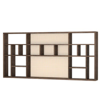 Tea-Room Display Rack Woven Rattan-Style Wooden Display Shelf Space-Saving