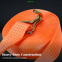 High Tensile Strength Ratchet Tie-down Strap Wear Resistant Heavy Duty Cargo Lashing Long-Lasting Stitching for Movers, Trailers
