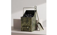 Rectangular Ash Bin with Shovel Holder Heat-Resistant Fireplace Ash Bin Easy to Carry Heavy-Duty for Wood Heater