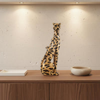 Leopard Figurine Creature Print Home Decor Item Tan and Dark Brown