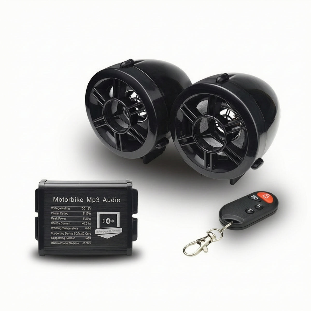Wired Motorcycle Speakers with Controller Glossy Motorcycle Audio System Full Range Speaker Set for Motorcyclists, Commuting