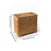 Rattan Storage Box Material Brown Storage Chest Dustproof for Bedroom