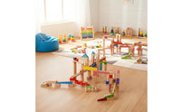 100 Pieces Wooden Marble Run Parent-Child Interaction Ball Track Building Blocks Paint Block Set for Children