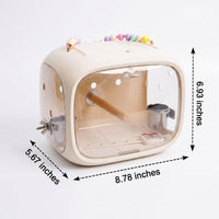 Portable Acrylic Bird Cage with 4-Side Visibility, Outdoor Bird Cage Travel Cage with Removable Tray for Adult Bird Parrot Travel, 22.3cm Size