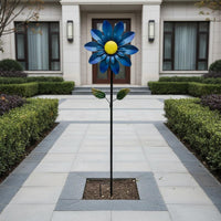 Rotating Flower Whirling Floral Ornament Colorful Metal Flower Stake