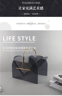北欧创意亚克力手提杂志架收纳报刊书架装饰摆件书房酒店家居饰品