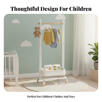 Rolling Clothes Valet with Basket Child-Friendly Height children's Furniture