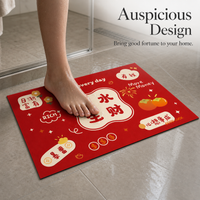 Diatomaceous Earth Bath Mat, Non-Slip Absorbent Floor Mat for Bathroom & Toilet Entrance, Festive Red