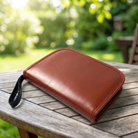 Leather-Like Golf Storage Pouch Zip-Around Golf Pouch with Wrist Strap Slim Portable Storage Bag Structured for Golfers