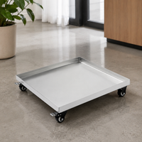 Base for Heavy Planters, Square Metal with 2-Inch Wheels, Rolling Cart 45kg for Indoor Gardening, with Drainage Tray