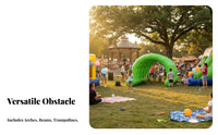 4 Pieces Long-Lasting PVC Inflatable Obstacle Course Set Portable Team Building Inflatable Course Easy Setup Reusable for Adults, Kids, Sports Day, Company Picnics
