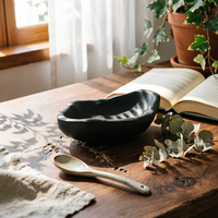 Carbonized Artisan-Crafted Wooden Tray Wabi-Sabi Wood Tray with Raised Sides Organic Shape Hand-Made for Home Decorators, Minimalists, Tabletop Decor, Tea Setups, Coffee Table