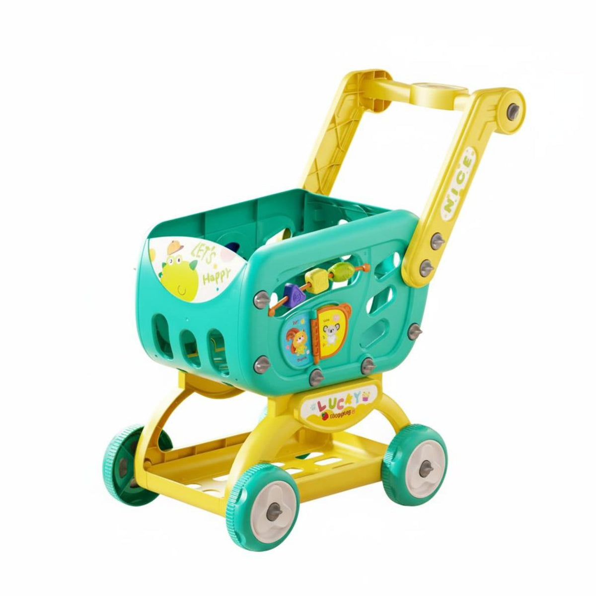 Great Birthday Gift Toy Shopping Cart High-Quality ABS Material Kids Grocery Cart Polished Burr-Smooth Edges Toddler Shopping Trolley DIY Assembly for Toddlers, Girls, Boys, Playroom, Indoor