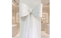 Mesh Bow with Drape White Tulle Bow Translucent for Brides, Wedding Planners, Window Display, Photography Backdrop
