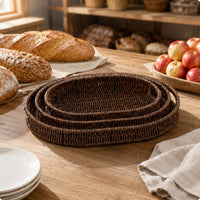 Woven Serving Tray Elevated Rim Tableware Polished for Fruit Display