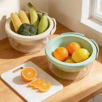 Double Layer Drain Basket Versatile 2 in 1 Colander and Bowl Set Large Capacity Fruit and Vegetable Washing Basket