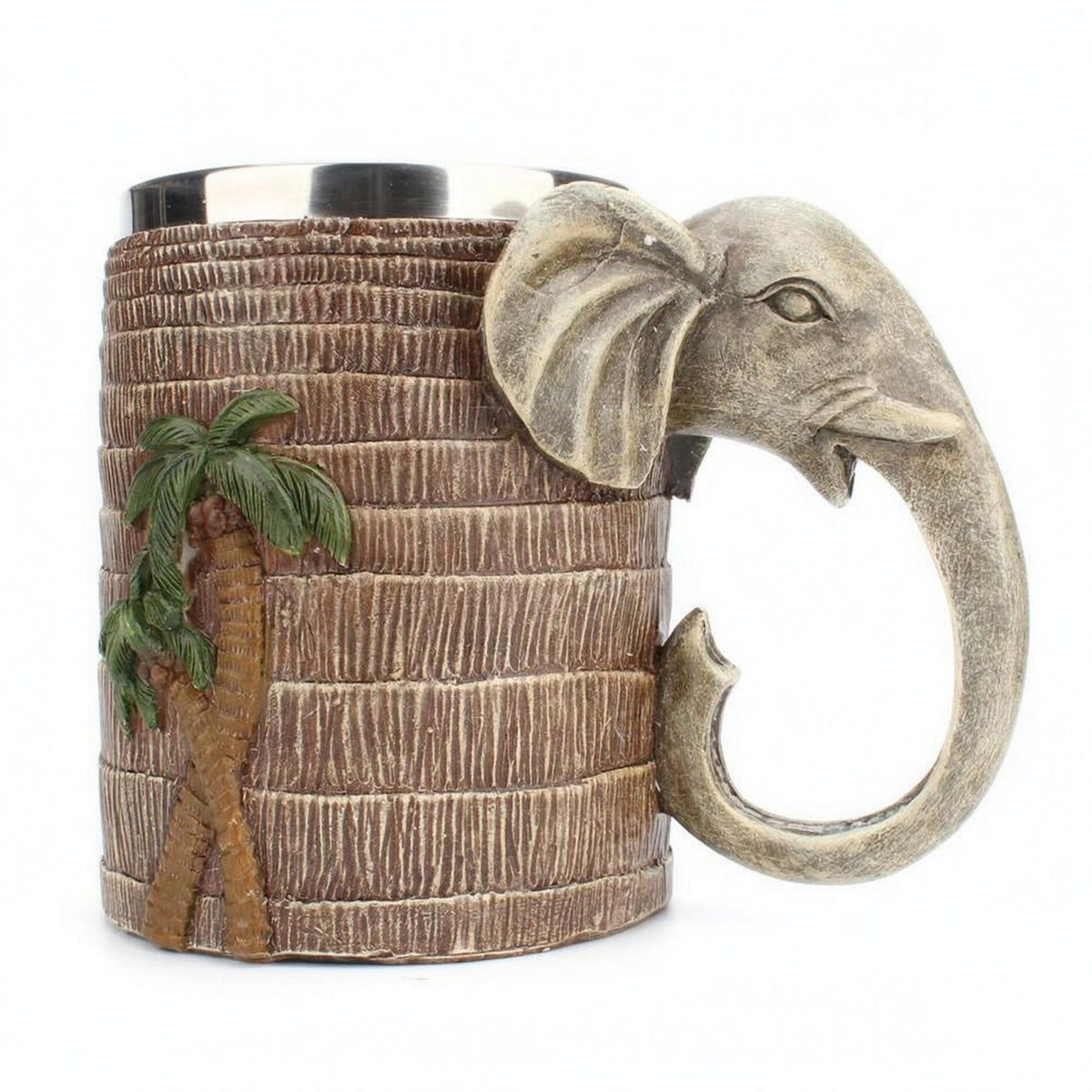Elephant Cup Food-Grade Stainless Steel Cup Tropical Palm Relief