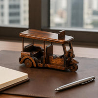 Three Wheel Motorcycle Statue Highlight Piece Bike Sculpture Vintage Style Pedal Cycle Figurine for Study Room
