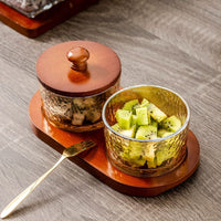 Hammered Glass Fruit Tray with Compartments, Japanese Style