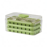 Ice Cube Tray with Lid and Bin Rectangular Container Manual for Freezer