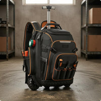 Rolling Tool Backpack Padded Back Panel Wheeled Tool Backpack Reinforced Edges