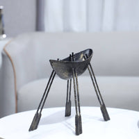 Boat-Shaped Sculpture Textured Metal Tabletop Ornament Modern