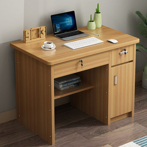 Computer Desk with Drawers Modern Simple Design Locking Storage Writing Desk Space Saving Study Desk Table for Students, Adults, Bedroom, Dorm Room
