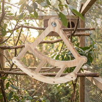 Pirate Ship Parrot Toy with Mirror, Solid Wood Play Stand with 2 Perches, Wooden Parrot Toys and Parrot Perch Gym for Parakeets Cockatiels Bird Play