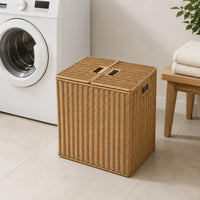 Rattan Storage Box Double Flipaccessible Woven Storage Bin Built-in Handles