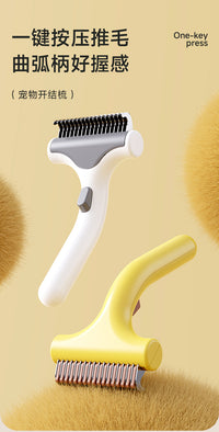 Pet Comb with Button for Detangling and Thinning Long-Haired Cats