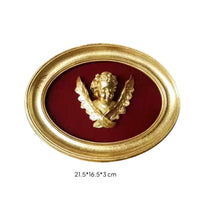 Oval Frame with Cherub Gold Toned Decor Decorative for Tabletop