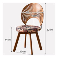 Retro Wooden Vanity Chair Backrest Rotating Vanity Chair Upholstered Seat