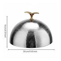 Restaurant Steak Cover Elegant Design Hammered Plate Seafood Dome Cover Tail Handle Food Dome for Hotel, Fine Dining