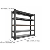 1 Piece Heavy Duty Steel Shelf Five Tier Storage Shelving Unit Freestanding Utility Rack Durable Carbon Steel Adjustable Suitable for Warehouse Garage Kitchen Home Organization