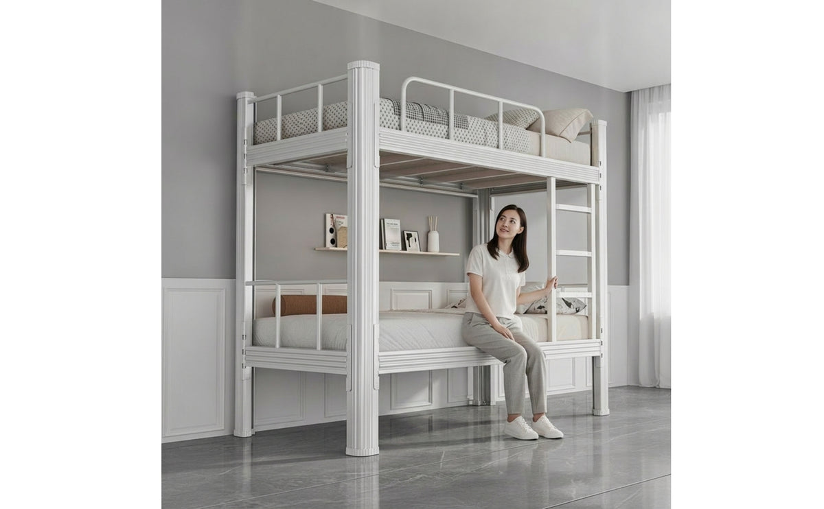 Metal Bunk Bed Heavy-Duty Steel Bunk Bed Sturdy Furniture for Students, Roommates, Dormitory, Shared Apartment Housing