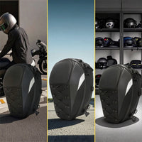Expandable Motorcycle Tail Bag Hard Shell Motorcycle Rear Seat Bag Large Capacity Backpack Multifunctional for Commuters, Outdoor Riding, Daily Commuting