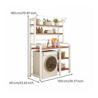 Bathroom Space Saver Shelf Freestanding Laundry Shelf Household Storage Laundry Organizer over Washing Machine Rack Shelving Unit Sturdy Metal Wood Panel Suitable for Laundry Room Balcony Washroom Kitchen